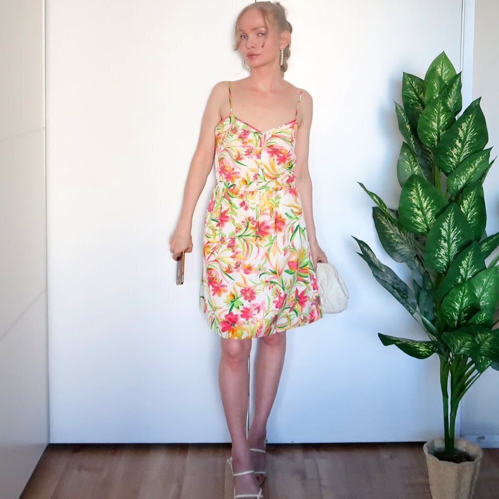 J. Crew  Floral Spaghetti Strap Summer Mini Dress Size 6
